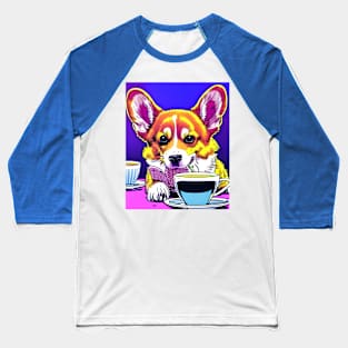 Corgi And Coffee Baseball T-Shirt